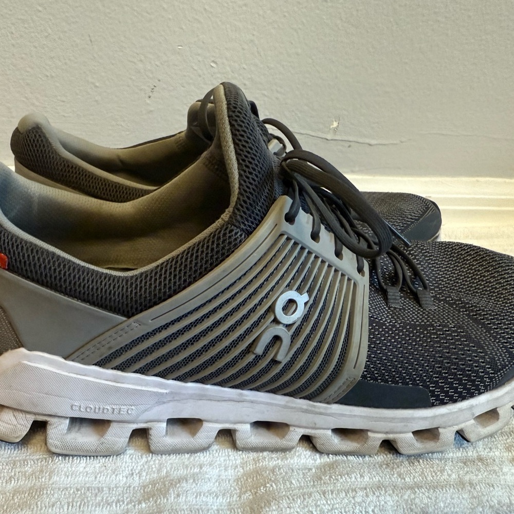 On Running Black and Gray Athletic Shoes with Cloud Cushioning